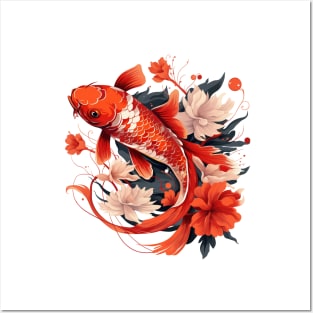 Koi Fish In A Pond Posters and Art